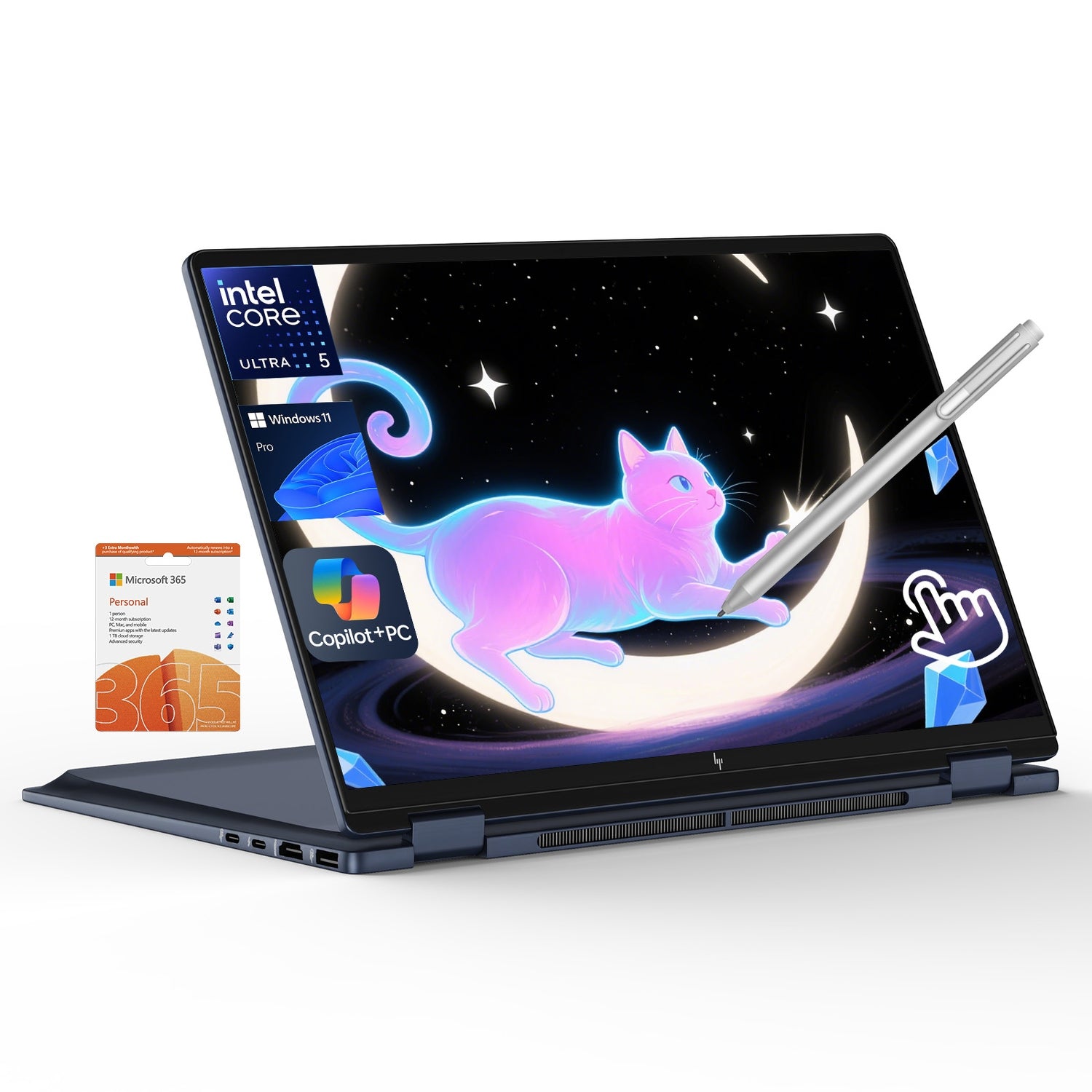 HP Omnibook X Flip 2 in 1 14’’ 2K Touchscreen Laptop, Convertible Laptop 16GB DDR5 RAM 512GB SSD, Intel Core Ultra 5, Intel Arc 130V GPU, Thunderbolt 4, Windows 11 Pro, Office 365 with Microsoft Pen HP Omnibook X Flip 2 in 1 14’’ 2K Touchscreen Laptop, Convertible Laptop 16GB DDR5 RAM 512GB SSD, Intel Core Ultra 5, Intel Arc 130V GPU, Thunderbolt 4, Windows 11 Pro, Office 365 with Microsoft Pen
